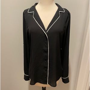 Express Black & White Button Up Pajama Top NWT
